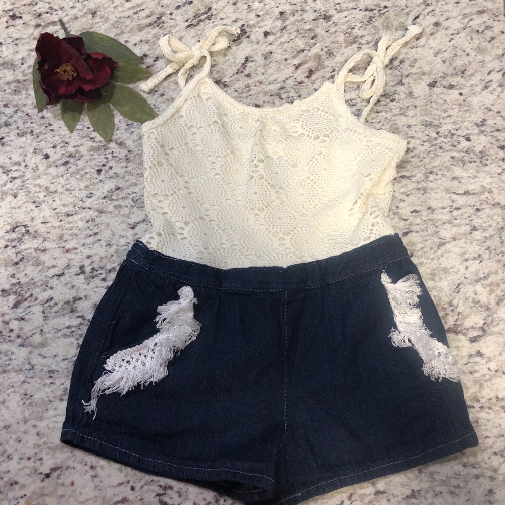 Toddler Romper, Limited Too, Denim & Lace